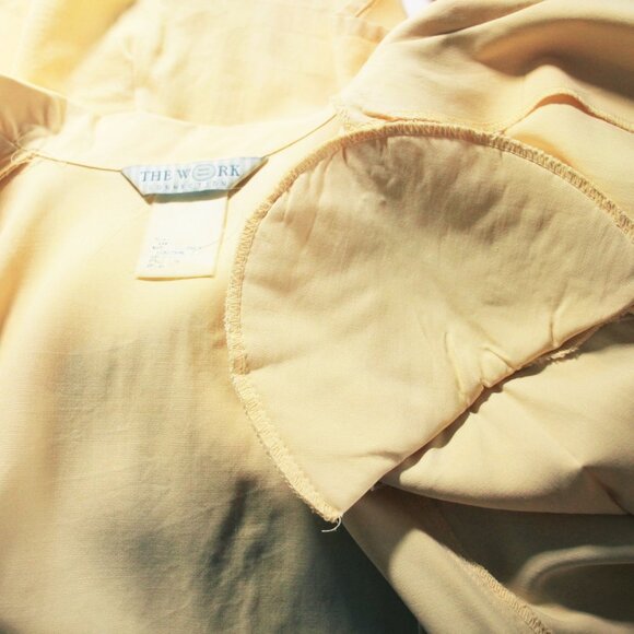 Vintage THE WORK 100% Silk Blouse Soft Butter Yellow Host Pick Womens Size 8 - Picture 7 of 8
